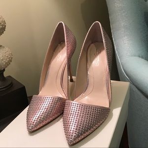 Vince Camuto Rose Gold Shimmer Studded Pumps